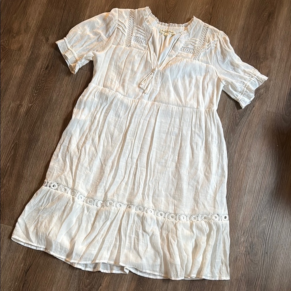 Indigo Rose White Short-Sleeve Dress